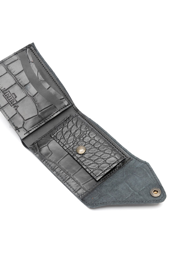 AMERICAN WALLET WITH CLASP | BLACK CROCODILE